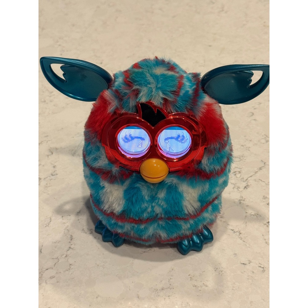 Hasbro Furby Boom Waves Teal Red White Striped Interactive Electronic Toy A4343